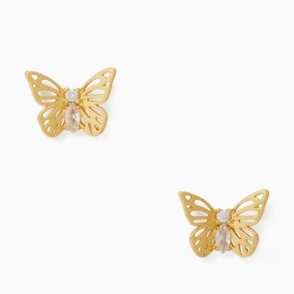 Kate Spade Social Butterfly gold statement cubic zirconia pierced earrings - Picture 1 of 13